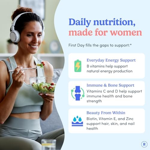 FIRST DAY Multivitamin for Women - Daily Womens Multivitamin Gummies - Vitamin A C D E B12, Magnesium, Zinc, Biotin – Vegan, Gluten Free Womens Vitamins - Hair Growth, Skin, Energy – 30 Day Supply