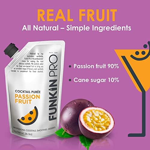 Funkin Puree Twin Pack Bundle | Passion Fruit and Mango | Real Fresh Fruit for Cocktails, Drinks, Smoothies, Cooking | No Added Preservatives or Flavorings (2.2 lbs)