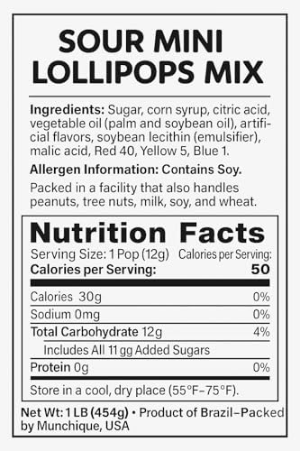 Sour Mini Pops Mix – Fruithead Lollipops – 1 LB (~37 Pops) – Sour Lemon, Sour Cherry & Sour Apple Flavors – Tart Fruity Candy Pops Individually Wrapped