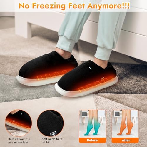 Biupky Heated Slippers Foot Warmer for Men Women, Electric Foot Warmer with 5000mah Battery, Foot Heater House Slippers for Women Men Indoor and Outdoor，Smart Heated Shoes for Winter Warm