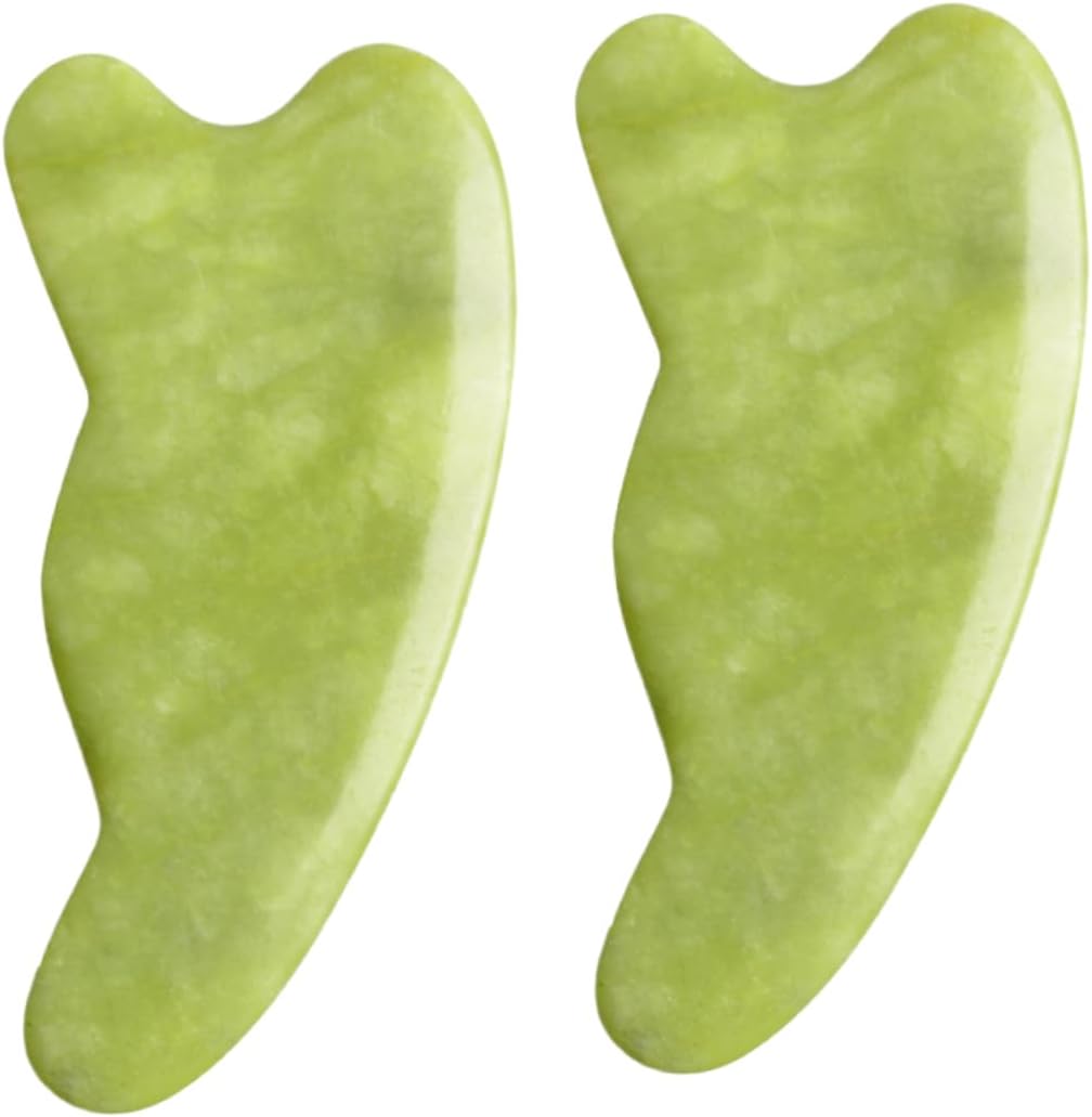 Gatuida 2pcs Gua Sha Tool Matching Board Acupuncture Massage for Body Facial Eye Scraping Board Long-Term Xiuyan Jade Use