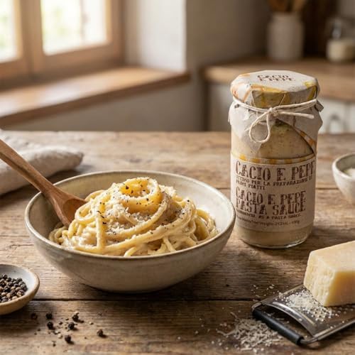 ARTIGIANI DEI SAPORI - Creamy Cheese and Pepper Pasta Sauce Jar, 6.3 oz. cacio e pepe, Product of Italy