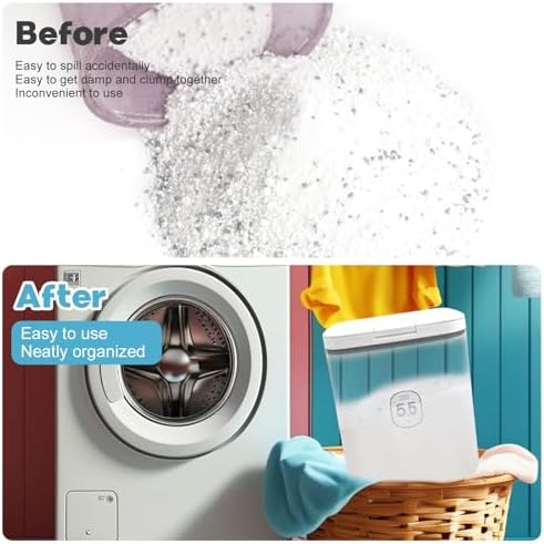 5.5L Laundry Detergent Dispenser with One-Press Lid Laundry Powder Container for Laundry Room Organization & Storage Pod and Airtight Dishwasher Pod Holder for Bead Powder, 1 Pack