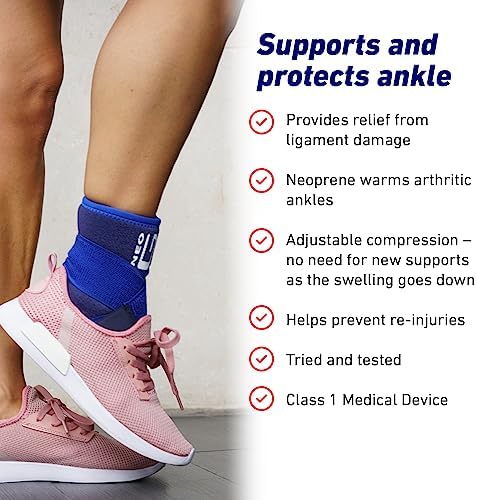 Neo-G Ankle Brace with Figure of 8 Strap – Neoprene Ankle Brace for Ligament Damage, Arthritis, for Sprained Ankle, Weak Ankles – Class 1 Medical Device - One Size