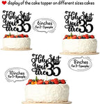 Happy 35th Birthday Cake Topper, 35 & Fabulous, Cheers to 35 Years Cake Decorations, Funny 35th Birthday Decorations Man Woman Black Glitter
