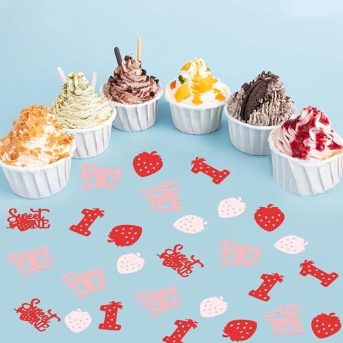 100 Pcs Strawberry Confetti, Happy Birthday Colorful Paper Scraps Strawberry Themed Party Dining Table Colorful Paper Scraps Multiple Colors Can Be Used For Party Decoration