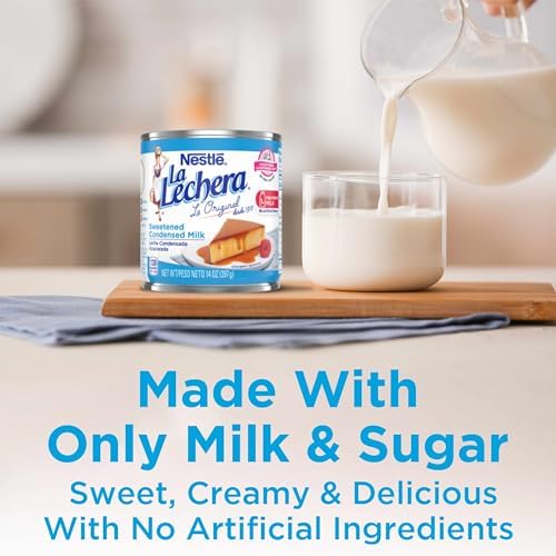 Nestlé La Lechera Sweetened Condensed Milk, Shelf Stable Evaporated Milk Canned, 12 Pack