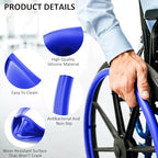 1 Pair Wheelchair Push Rim Covers for Invacare Wheelchair Accessories, Rear Wheel Grips Cover,Non-Slip Wear-Resistant Hand Push Cover Wheelchair(Blue, 22 in)