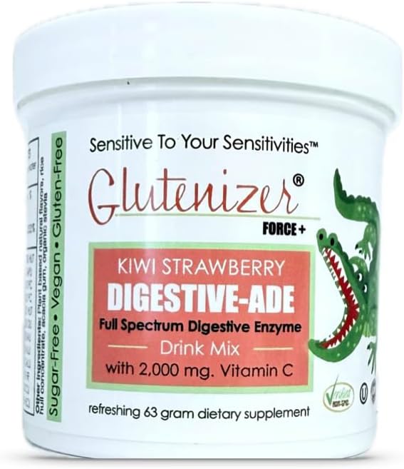Sufficient-C - Glutenizer Force Plus Kiwi-Strawberry Digestive-Ade Drink Mix - Naturally Effective, Premium, Full Spectrum Enzyme Blend with 2,000 mg. Vitamin C - Acid Reflux, Indigestion Solution