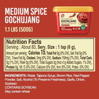 Gochujang – Korean Red Chili Paste [ Medium | 1.1 lb (500g) ] – 0 Fat/ 0 Cholesterol / (40 Calories/Serving) | Spicy & Sweet Savory Fermented Sauce | Great for Bibimbap, Marinades, Stews & BBQ - O’food