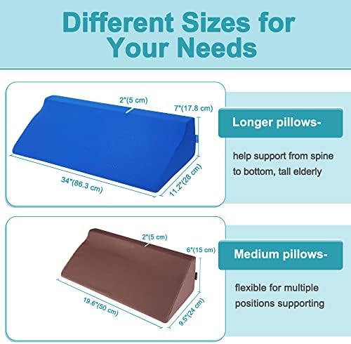 AOSSA Wedge Pillow for Sleeping, Foam Body Positioning Wedges for Bed Adults, 34" Long Inclined Sleepers Cushion for Pressure Ulcer, Bed Sores Treatment, Turning Large Body Nursing Wedge Pillow (Blue)