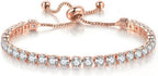 Tennis Bracelets for Women Men Adjustable Charm Link Bracelet 14K Gold Plated Dainty Multicolor Cubic Zircon Bracelets for Teen Girls Crystal Friendship Bracelets Jewelry