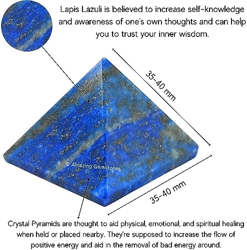 Amazing Gemstone Lapis Lazuli Pyramid Crystal Healing Stones - 1.5" Great Pyramid Figurine of Natural Stone Pyramid for Meditation, Reiki, Chakra Balancing and Crystal Pyramids Grid