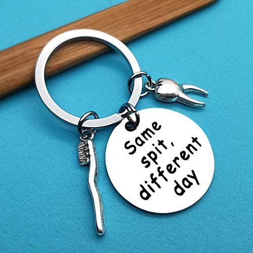 Xiahuyu Dentist Gifts for Men Women Funny Same Spit Different Day Keychain Dental Hygienist Gift Dental Student Gift Dental Assistant Gift Dentist Graduation Gifts Dentist Office Orthodontist Gifts