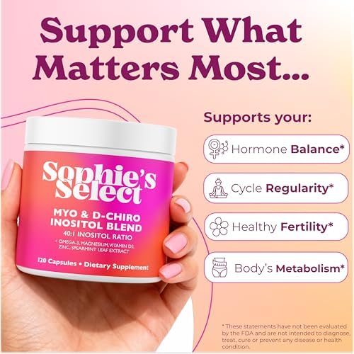 Myo-Inositol & D-Chiro Inositol 2000mg Per Serving for Women - Inositol 40:1 Formula with Spearmint, Vitamin D3, Zinc & Magnesium - Hormone Balance for Women, Ovarian Support - 120 Capsules - 1Pack
