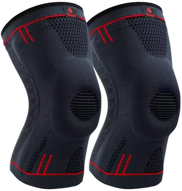 Kuangmi Knee Braces Support for Joint Pain Relief, Arthritis, Meniscus Tear and Sports (Upgrade Blue-Gen2, L)