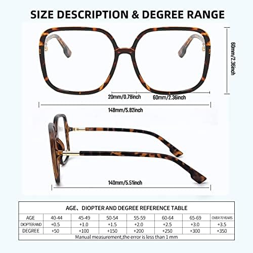 Oversized Square Reading Glasses, Blue Light Blocking Big Frame Readers for Women, Large Compuer Goggle Eyeglasses