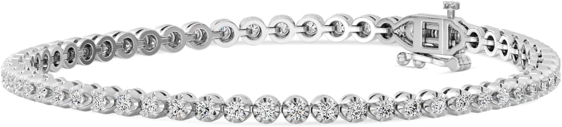 GILDED 1-3 Cttw Round Lab Grown Diamond Diamond Tennis Bracelets for Women | Sterling Silver Bracelet | Fine Jewelry for Her | Timeless Design | Gift Box Included