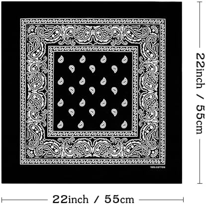 Bycc Bynn 3 Pack 100% Cotton Paisley Pattern Bandanas Face Mask Square Scarf Headwear