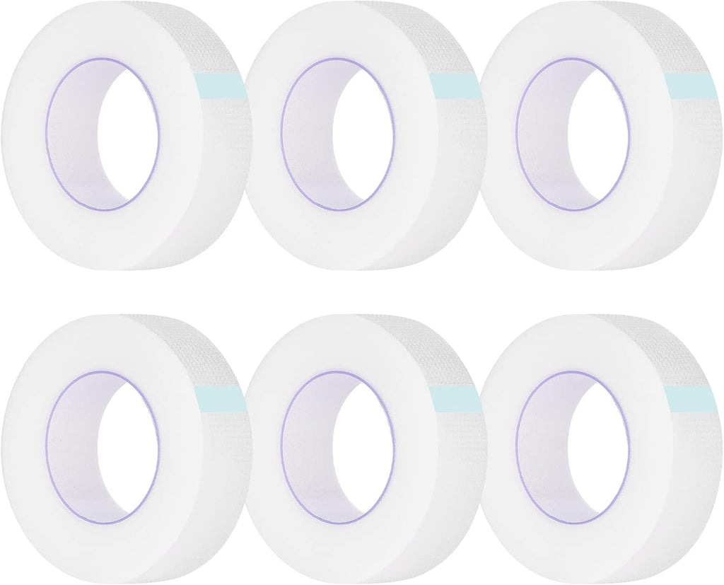 Kirecoo 6 Rolls Adhesive Eyelash Tape, Breathable PE Lash Tape,Eyelash Extension Supplies - 9 m/10 Yard Each Roll (Transparent)