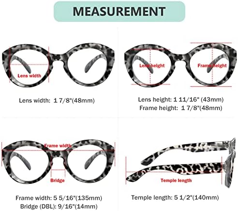 Eyekepper 4 Packing Round Reading Glasses Women Large Frame Stylish Readers +1.75