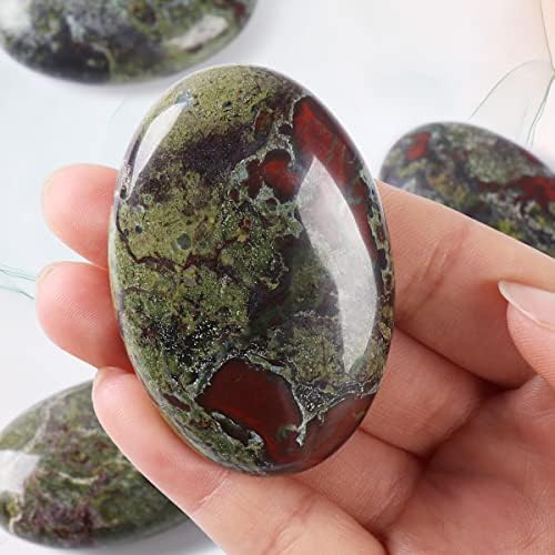 CASMON Dragon Bloodstone Oval Palm Stones, Pocket Worry Stone for Anxiety Stress Relief Therapy, Natural Polished Energy Stone Healing Crystal (1PC)