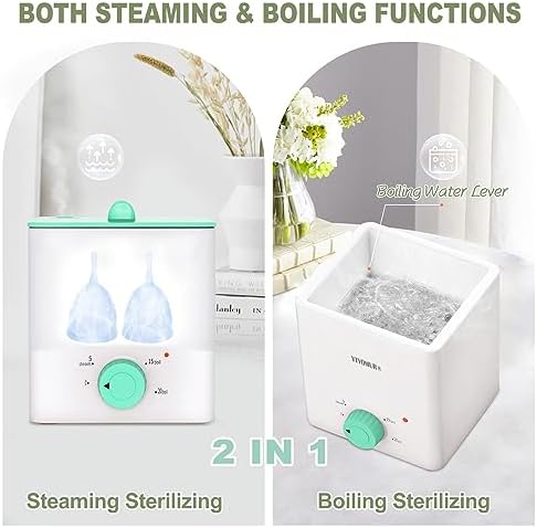 Menstrual Cups with Sterilizer, 2 Reusable Period Cups for Women, Tampon and Pad Alternative, Feminine Cup with Cleaner Set
