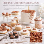 Bronze Sprinkles – Premium Metallic Bronze Pearl Cake & Cupcake Sprinkles (4.2 oz) – Bake Stable, Soft Chew, No Synthetic Dyes – Edible Decorating Sprinkles for Cookies & Baking
