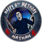 7.5 Inch Edible Cake Topper – Michael Horror Myer Themed Birthday Party Collection of Edible Cake Decorations round