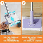 Snap Grip Mini Mop,Convenient Cloth Changing Mini Mop,Retractable Gap Dust Cleaner Flat Mops with Locking Head &Sweeping Cloths,（1mop + 5random Color Rags (Purple)
