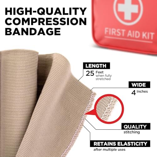 Premium Elastic Bandage Wrap - 2Pack + 4 Extra Clips - 4” Wide - [Extra Long] - 9ft not Stretched - Compression Bandage Wrap - Knee, Elbow, Body Wrap