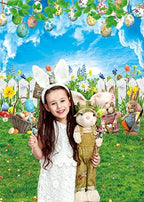 Happy Easter Backdrop Eggs Bunny Spring Garden Photography Background 5x7ft Rabbits Flowers Easter Party Decoration Banner Supplies
