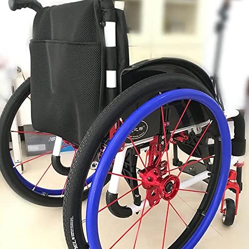 2Pcs Rear Wheel Sports Wheelchair Non-Slip Silicone Cover, Wheelchair Pusher Cart Ring Protective Sleeve, Hand Push Cover Wheel Snare Pads,Red-24in