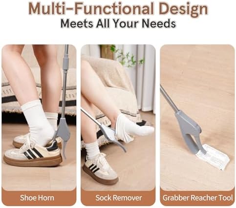 Compression Sock Aid Device Kit, Sock Helpers to Putting on & Removing Compression Stockings for Seniors Men Women with Limited Mobility, Shoe Horn & Sock Puller Aid Easy On and Off