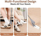Compression Sock Aid Device Kit, Sock Helpers to Putting on & Removing Compression Stockings for Seniors Men Women with Limited Mobility, Shoe Horn & Sock Puller Aid Easy On and Off