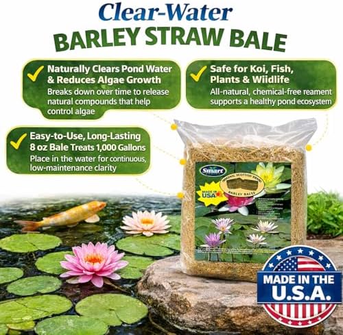 Plantabbs Clear-Water Barley Straw Bales, Pond logs 8oz Treats 1000 gallons for 6 Months (1-Pack)