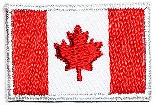Umama Patch Set of 3 Mini flag '' 0.6X1.1 '' Country Canada Flag National Iron On Patches Canada Flag Sticker Embroidery Iron on Applique Patches Craft DIY Clothes Jeans T-Shirt Hat Backpacks
