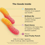 OLLY Kids Multivitamin Gummy Worms, Overall Health and Immune Support, Vitamins and Minerals A, C, D, E, Bs and Zinc, Chewable Supplement, Sour Fruit Punch, 45 Day Supply (70 Count)