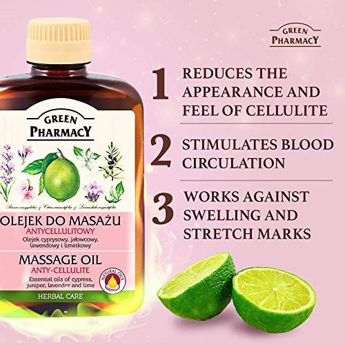 Anti-Cellulite Massage Oil - Helps Reduce Cellulite by Encouraging Lymph Flow - Essential Oils of Juniper, Lavender, Cypress, Lime and Almond - 200ml