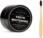 Teeth Whitening Charcoal Powder + Bamboo Brush Oral Care Set, WUBLSYAN Natural Activated Charcoal Teeth Whitener Powder, No Hurt on Enamel or Gum