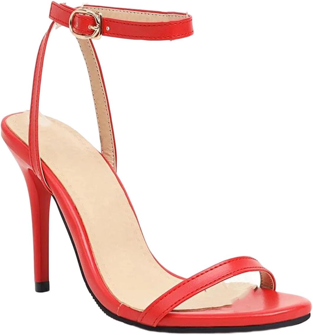 Womens Large Size High Heel Sandals Ankle Buckle Stiletto Open Toe Wedding Party Dress Shoes
