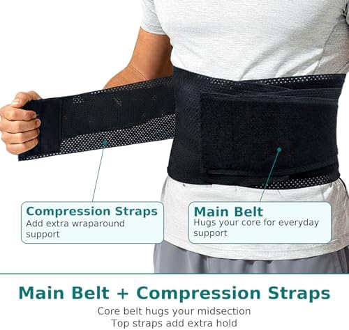 Breathable Mesh Back Brace for Lower Back Pain Relief – Cooling Airflow Lumbar Support Belt for Men & Women – Anti-Sweat Double-Layer Compression for Heavy Lifting, Sciatica, Herniated Disc & Workouts