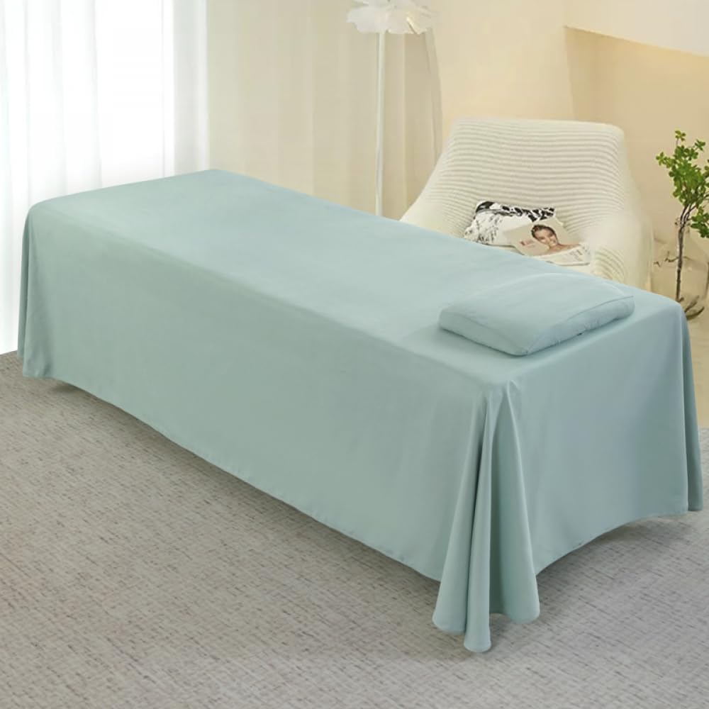Massage Table Sheet with Hole Beauty Bed Cover for Salon, SPA, Physiotherapy, Fumigation Solid Colour, All-Season Massage Bedspread, Luxury Fumigation Bed Linen-Green||170 × 280 cm