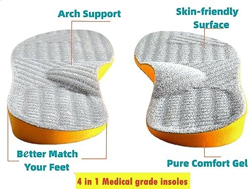 Goofort Women Men Posture Correcting Orthotic Insoles 4 in 1 Gel Insoles Flat feet Arch Support Orthopedic overpronation Supination Plantar Fasciitis Metatarsalgia X/O Valgus Varus Shoe Inserts