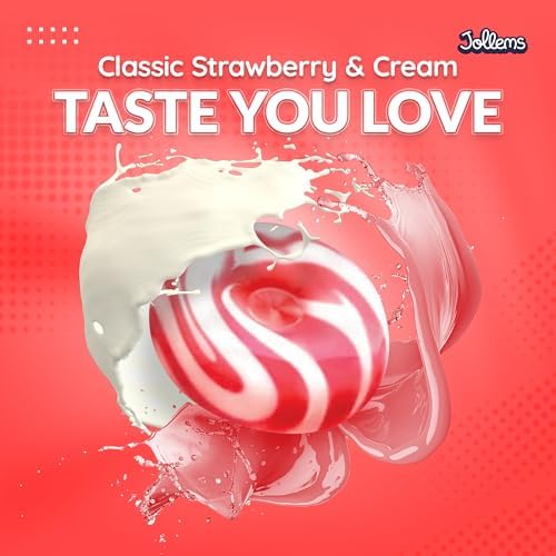 Jollems O’ Creamers Strawberry & Cream Flavored Hard Candy | Individually Wrapped | 2 Pound Bulk Bag