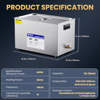 Anbull 30L/8Gal 600W Industrial Ultrasonic Cleaner Machine with 304 Stainless Steel and Digital Timer Heater for Wrench Tools Industrial Parts Mental Instrument Apparatus Cleaning