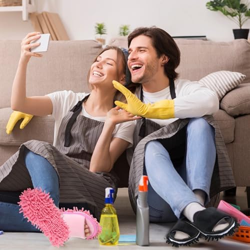 4 Pair Washable Mop Shoes,Removable Microfiber Cleaning Slippers,Mopping Slippers for Women and Men Home Office Floor Dust and Dirt Cleaning (Beige Gray Pink Black)