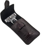 Parker Travel Razor – Compatible with Gillette® Mach3® Cartridges – Compact Chrome Brass Handle with Premium Buffalo Leather Case for Men’s Grooming & Travel