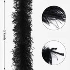 Soarer Black Ostrich Feather Boas – 2yards 3ply Long Boas for Party, DIY Production, Clothing Decoration (Black)