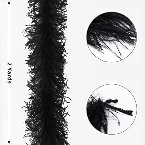 Soarer Black Ostrich Feather Boas – 2yards 3ply Long Boas for Party, DIY Production, Clothing Decoration (Black)